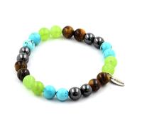 Pietre E Minéraux. Braccialetto Perle Peridoto + Occhio di Tigre + Turchese +
