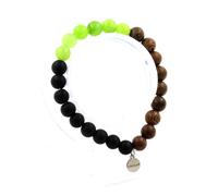 Braccialetto Perle Peridoto + Onice Nero Opaco + Legno 8 Mm. Fatto IN Francia