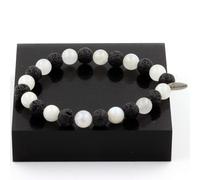 Pietre E Minéraux. Braccialetto Perle Pietra di Luna + Lava 8 Mm. IN Fr