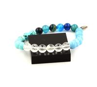 Pietre E Minéraux. Braccialetto Perle Quarzo + Calcedonio Blu+Apatite+Turchese