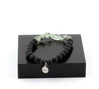 Pietre E Minéraux. Braccialetto Prehnite Del Canada + Perle Onyx Nero Opaco 8