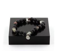 Pietre E Minéraux. Braccialetto Quarzo Fantasma Verde Del Brasile + Perle Lava