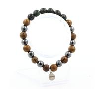 Pietre E Minéraux. Braccialetto Smeraldo Di Zambia + Perle Ematite + Legno 8 MM