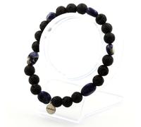 Minerali Collezione. Braccialetto Sodalite Del Brasile + Perle Lava 8 Mm. Fatto