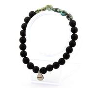 Pietre E Minéraux. Braccialetto Turchese Africana D'Africa + Perle Onice Nero