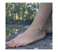 Pietre E Minéraux. Cavigliera 1 Perla Amazzonite + Legno 8 MM Catena