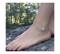Pietre E Minéraux. Cavigliera 1 Perla Angelite 8 MM Catena IN Acciaio