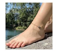 Pietre E Minéraux. Cavigliera IN Acciaio Dorato Inossidabile 2 Perle Moo