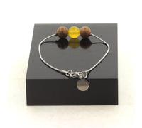 Pietre E Minéraux.,Cinturino IN Acciaio Inossidabile 1 Perla Agata Giallo + Wood