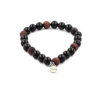 Pietre E Minéraux.,Cinturino Perle Agata Nero + Occhio di Tigre Rosso Opaco 8 MM