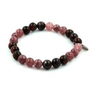 Pietre E Minéraux., Cinturino Perle Occhio di Tigre Rosso + Lepidolite 8 Mm. Fab