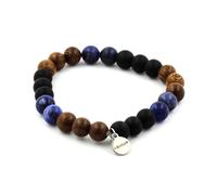 Pietre E Minéraux.,Cinturino Perle Sodalite + Onice Nero Opaco + Legno 8 Mm.