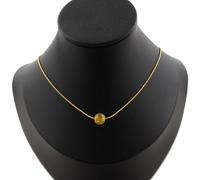 Pietre E Minéraux. Collana 1 Perla Citrino 8 MM Catena IN Acciaio Oro Specchio