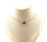 Pietre E Minéraux. Collana 1 Perla Ematite 8 MM Catena IN Acciaio Dorato Inoxyda