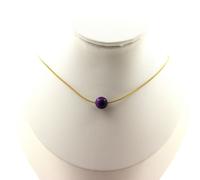 Pietre E Minéraux. Collana 1 Perla Occhio di Tigre Viola 8 Mm. Catena IN Acciaio
