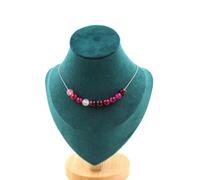 Pietre E Minéraux. Collana 10 Perle Agata Phylum Rosa 8 Mm. Catena Acciaio