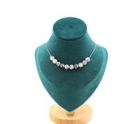 Collana 10 Perle Agata Vena Di Drago 8 Mm. Catena In Acciaio Collana Donne