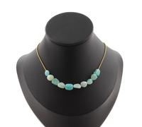 Pietre E Minéraux. Collana 10 Perle Amazzonite Del Brasile Catena IN Acciaio Dor