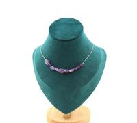 Collana 10 Perle Ametista Del Brasile Catena IN Acciaio Inossidabile Donna