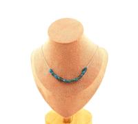 Pietre E Minéraux. Collana 10 Perle Apatite Blu Del Brasile Catena IN Acciaio