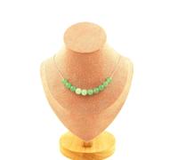 Pietre E Minéraux. Collana 10 Perle Aventurina 8 Mm. Catena IN Acciaio Inoxyda