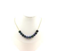 Pietre E Minéraux. Collana 10 Perle Azzurrite Crisocolla 8 Mm. Catena, Cromature