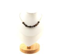 Pietre E Minéraux. Collana 10 Perle Bronzite Del Brasile Catena IN Acciaio Oro