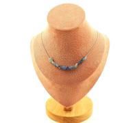 Collana 10 Perle Cianite Blu Del Brasile Catena IN Acciaio Inossidabile Fe