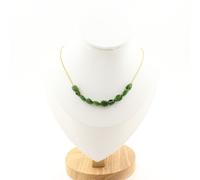 Pietre E Minéraux. Collana 10 Perle Diopside Del Brasile Catena IN Acciaio Oro