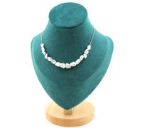 Pietre E Minéraux. Collana 10 Perle Howlite Di USA Catena IN Acciaio Inoxyda