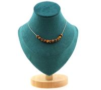 Pietre E Minéraux. Collana 10 Perle Occhio di Tigre 6 Mm. Catena IN Acciaio Inox