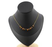 Pietre E Minéraux. Collana 10 Perle Occhio di Tigre 6 Mm. Catena IN Acciaio Oro
