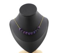 Pietre E Minéraux. Collana 10 Perle Occhio di Tigre Viola 8 Mm. Catena IN ,