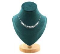 Pietre E Minéraux. Collana 10 Perle Quarzo 8 MM Catena IN Acciaio Inossidabile C