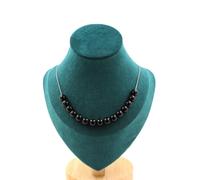 Pietre E Minéraux. Collana 15 Perle Agata Nero 8 Mm. Catena IN Acciaio