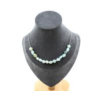 Pietre E Minéraux. Collana 15 Perle Amazzonite Del Brasile Catena IN Acciaio Ino