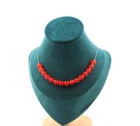 Pietre E Minéraux. Collana 15 Perle Calcedonio Rosso 8 Mm. Catena IN Acciaio I