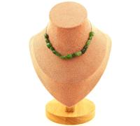 Collana 15 Perle Giada Nefrite Da Siberia (Russia) . Catena IN Acciaio Fe