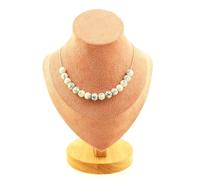 Pietre E Minéraux. Collana 15 Perle Howlite 8 Mm. Catena IN Acciaio Inossidabile