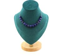 Pietre E Minéraux. Collana 15 Perle Lapislazzuli 8 Mm. Catena IN Acciaio Inox