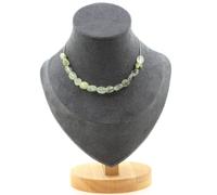 Pietre E Minéraux. Collana 15 Perle Prehnite Del Canada Catena IN Acciaio Inox