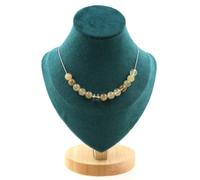 Pietre E Minéraux. Collana 15 Perle Quarzo Rutilato 8 MM Catena IN Acciaio Inox