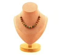 Pietre E Minéraux. Collana 15 Perle Unakite 8 MM Catena IN Acciaio Inossidabile