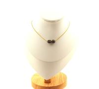 Pietre E Minéraux. Collana 2 Perle Bronzite Del Brasile Catena IN Acciaio Dorato
