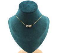 Pietre E Minéraux. Collana 2 Perle Diaspro Dalmata 8 Mm. Catena IN Acciaio Dor