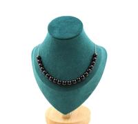 Pietre E Minéraux. Collana 20 Perle Agata Nero 8 Mm. Catena IN Acciaio