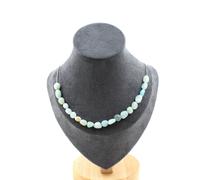 Pietre E Minéraux. Collana 20 Perle Amazzonite Del Brasile Catena IN Acciaio Ino