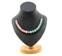 Collana 20 Perle Angelite + Opale Rosa 8 MM Catena IN Acciaio Collana Donne, Ho