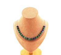 Pietre E Minéraux. Collana 20 Perle Azzurrite Crisocolla 8 Mm. Catena, Cromature