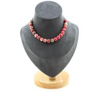 Pietre E Minéraux. Collana 20 Perle Diaspro Verde Rosso 8 Mm. IN Acciaio I